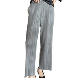 Yidouxian Autumn Ladies Spring Casual Ladies Pants Miyake Pleated Oversized Pleated Pants Loose Trousers Straight High Waist Pants