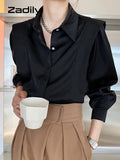 yidouxian 2023 Summer Elegant Long Sleeve Solid Work Shirt Women Office Lady Button Up White Shirt Blouse Casual Female Clothes