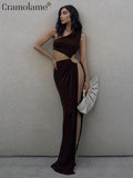 yidouxian Women One Shoulder Cut Out Split Maxi Dress Sexy Backless Party Evening Beach Vacation Long Dresses 2023 Summer Design Clothes