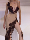 yidouxian Straps Deep V Neck Backless Slit Bodycon Midi Dress Women Sexy Party Club Evening Holiday Dance Slip Dresses 2023 Summer