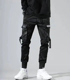 Yidouxian 2023 Spring Casual Men's Pants Cotton Ribbons Cargo Pants Harajuku Fashion Slim Fit Black Joggers Men