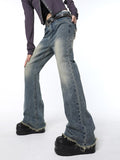 yidouxian Women Vintage High Waist Jeans Streetwear Wide Leg Jean Pants Straight Baggy Stars Straight Denim Trouser Feamle Y2K