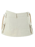 Yidouxian Sau beauty 2023 Women Summer Fashion Streetwear Style Solid Mini Skirt Y2k Low Waist Side Pockets Short Skirts Chic Skorts