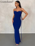 yidouxian Spaghetti Straps Backless Bodycon Maxi Dress Women Sexy Party Holiday Evening Prom Bandage Slip Long Dresses 2023 Summer