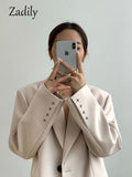 yidouxian 2023 Autum Oversize Full Sleeve Long Women Blazer Office Lady Solid Work Suit Blazers Work Female Clothing Jackets Coat
