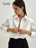 yidouxian 2023 Spring New Elegant Long Sleeve Women White Shirt Office Lady Button Up Women Tunic Blouse Work Female Tops Clothing