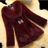 Yidouxian Winter New Fur Coat Women's Mid length Fur Neck Slim Fit