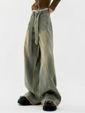 yidouxian Women Vintage Streetwear Korean Baggy Cargo Jeans Retro Straight Parachute Pants Denim Trousers Fairy Grunge Alt Clothes 911