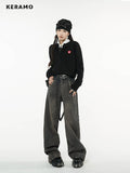 yidouxian Jeans High Waist Streetwear Baggy Jeans Hip-hop Women Pants Autumn Winter Straight Wide Leg Jeans 2023 Y2K Feamle