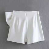 Yidouxian New White Skort with Bow Women Elegant Shorts Chic Lady High-waisted Shorts Female Hot Pants