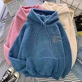 Yidouxian cashmere sweater for women loose fitting autumn and winter plush thickened hooded top coat