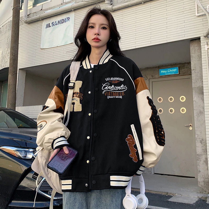Autumn Vintage Varsity Jacket Women Oversized Baseball Jackets Korean  Fashion Streetwear Bomber Coats College Couple Aesthetic
