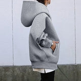 Yidouxian Autumn/Winter New Personalized Street Sweater Zipper Hooded Long plush Sweater