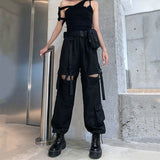 Yidouxian Pants Women 2023 Fashion Punk Jogger Trousers Harajuku Streetwear Spring Ankle-Length Men Black Harem Pants Oversized