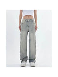yidouxian Fashion Women&#39;s Retro High Waist Straight Street Style Blue Jeans Pants Wide Leg Baggy Y2K Denim Trouser Female Clothes