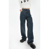 yidouxian Women&#39;s Vintage Straight Streetwear Pants American 3XL Size Jeans Fashion High Waist Loose Casual Y2k Wide Leg Denim Trousers