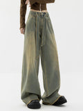 yidouxian Women Vintage Streetwear Korean Baggy Cargo Jeans Retro Straight Parachute Pants Denim Trousers Fairy Grunge Alt Clothes 911