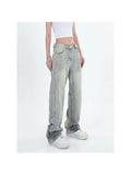 yidouxian Fashion Women&#39;s Retro High Waist Straight Street Style Blue Jeans Pants Wide Leg Baggy Y2K Denim Trouser Female Clothes
