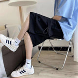 Yidouxian 2023 New Men's Summer Shorts Solid Color Elastic Waist Cargo Shorts Casual Slim Knee Length Shorts Man