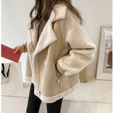 Yidouxian 2023 New Loose Fur Integrated Coat Women's Short Lamb Fleece Motorcycle Jacket