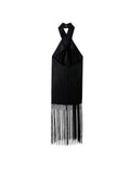 Yidouxian TRAF Sexy Backless Halter Tassel Maxi Dress Women Black Sleeveless Long Dress 2023 Summer Female Chic High Street Dress