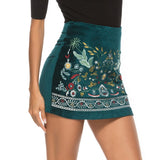 Yidouxian Fashion Spring Floral Emboridery Mini Skirts Boho Vintage Women Sexy Pencial Skirt Elatic Bodycon Chic Summer Short Skirts