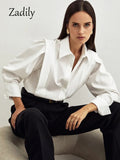 yidouxian 2023 Spring New Elegant Long Sleeve Women White Shirt Office Lady Button Up Women Tunic Blouse Work Female Tops Clothing