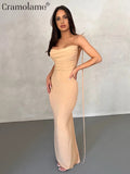 yidouxian Spaghetti Straps Backless Bodycon Maxi Dress Women Sexy Party Holiday Evening Prom Bandage Slip Long Dresses 2023 Summer