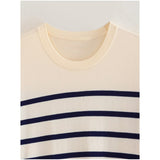 Yidouxian Striped Knit Top Women Casual Short Sleeves T Shirt Knitted Tees Female Clothing 2023 Spring Summer New