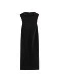 Yidouxian TRAF Ruched Dress Woman Black Long Dresses For Women 2023 Sexy Backless Midi Dress Chic Female Evening Party Dresses