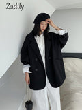 yidouxian 2023 Autumn Casual Long Sleeve Blazer Women Korean Style Oversize Ladies Suit Blazers Work Female Clothing Jacket Coat