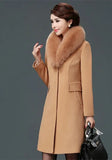 Yidouxian woolen women's coat medium length woolen collar trench coat