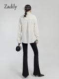 yidouxian 2023 Spring Office Lady Long Sleeve Woman White Shirt Korea Style Bandage Button Woman Blouse Work Female Clothing Top