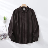 Yidouxian Spring Women Double-layer Cotton Shirts Solid Full Sleeve Pleated Loose Solid Casual Soft Blouse Office Lady Work T34408X