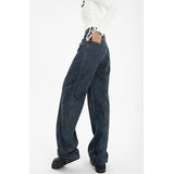 yidouxian Women&#39;s Vintage Straight Streetwear Pants American 3XL Size Jeans Fashion High Waist Loose Casual Y2k Wide Leg Denim Trousers