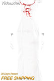 Yidouxian MO Fashion Lace Hollow Out Bandage Midi Dress For Women's Summer Outfits Lacing Shortsleeve White Slim Dresses New 911