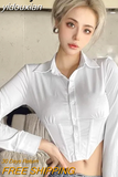 yidouxian Sexy Long Sleeve White ZA Shirt Women Button Up Y2K Crop Tops Street Style 2023 Summer Party Y2K Female Clothing Blouse