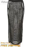 Yidouxian Knitted High Waist Pack Hip Skirts for Women Clothes Fashion Hollow Out Slit Long Skirt Spring 2023 Sexy Streetwear