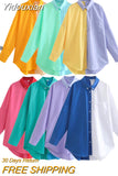 Yidouxian ZBZA Women's Shirt 2023 Spring Autumn Fashion Oversize 100% Cotton Casual Blouses Loose Streetwear Shirts Woman Tops