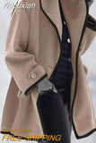 Yidouxian Women's Fashion Autumn/Winter Long Sleeve Loose Hooded Woolen Coat Coat