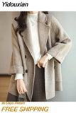 Yidouxian length woolen coat for women in autumn and winter 2023, new loose fitting foreign style woolen coat, thick style