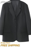 yidouxian 2023 Autum Oversize Long Sleeve Black Women Blazer Normcore Style BF Pocket Jackets Coat Office Lady Work Female Clothing