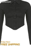 yidouxian Sexy Long Sleeve White ZA Shirt Women Button Up Y2K Crop Tops Street Style 2023 Summer Party Y2K Female Clothing Blouse
