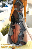 Yidouxian Women Sleeveless Pleated Maxi Dresses Summer Halter O Neck Long Dress Boho Printed Beach Sundress Party Dress Robe De Plage