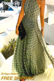 Yidouxian Women Sleeveless Pleated Maxi Dresses Summer Halter O Neck Long Dress Boho Printed Beach Sundress Party Dress Robe De Plage