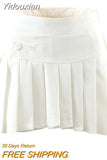 Yidouxian Women Fashion New College Style Solid High Waist Mini Skirt Sweet Side zipper Pleated Short Skirts Chic Preppy Skorts