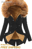 Yidouxian and Winter New Cotton Coat Hooded Slim Fit Warm Zipper Coat for Women