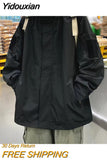 Yidouxian 2023 Spring Autumn Hooded Casual Men's Jacket Solid Color Windbreak Cargo Jackets For Men