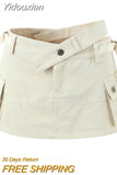 Yidouxian Sau beauty 2023 Women Summer Fashion Streetwear Style Solid Mini Skirt Y2k Low Waist Side Pockets Short Skirts Chic Skorts