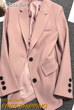 Yidouxian Women Modis Casual Coat Loose Office Elegant Ladies Korean Style Woman Blazers Solid Color Pink Lady Coats 2023 Spring